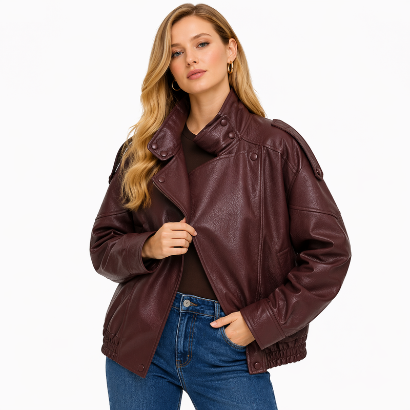 Chaqueta Efecto Piel Relajada con Botones de Alma Sotelo — foto 1 de 3