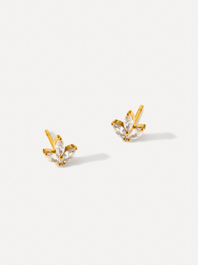 Pendientes Hoja Brillante de Alma Sotelo — Dorado