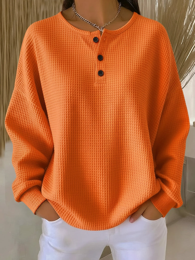 Milagros | Sudadera texturizada con botones Henley
