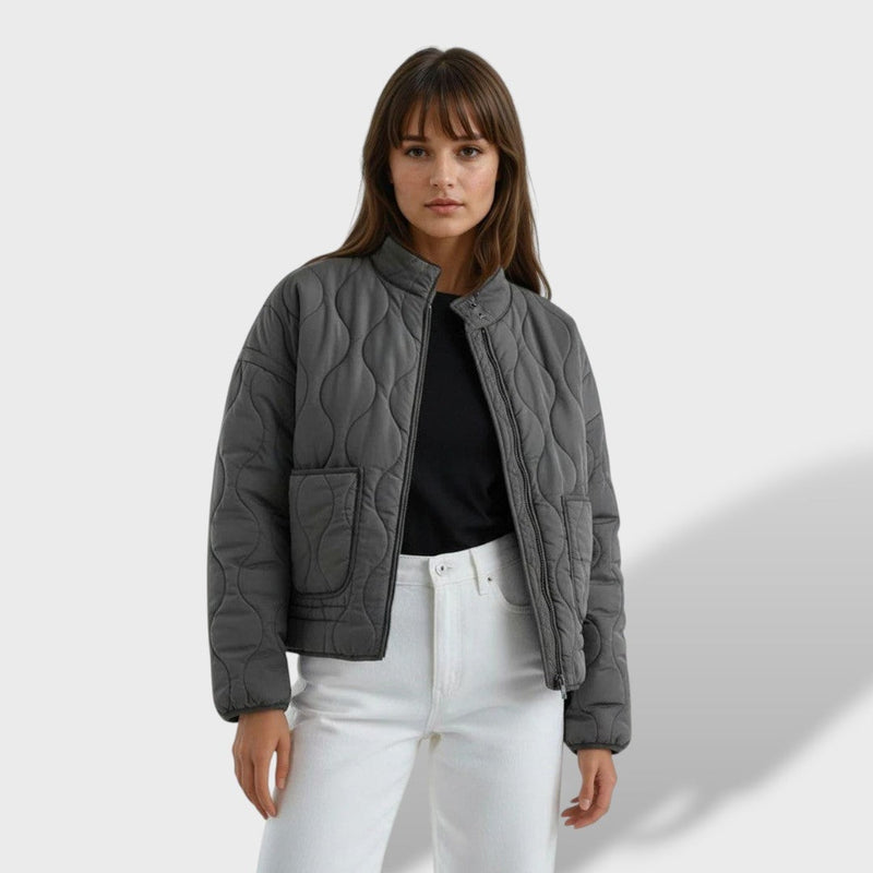 Celia | Chaqueta Acolchada Corta Mujer Cuello Mao Cremallera