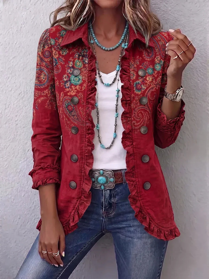 Chaqueta Paisley con Volantes Roja