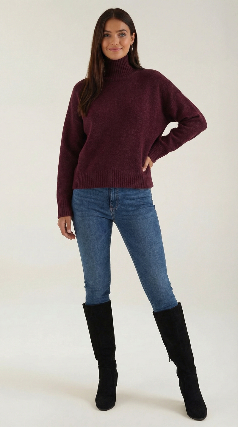Jersey Cuello Alto Andrea de Alma Sotelo — Burdeos