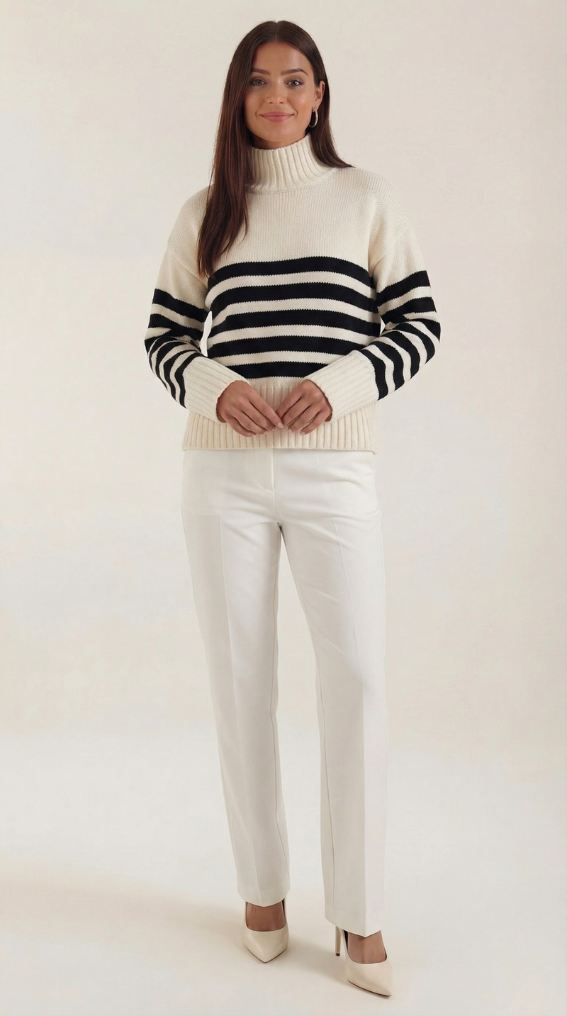 Jersey Oversize de Rayas Marfil de Alma Sotelo — Crudo