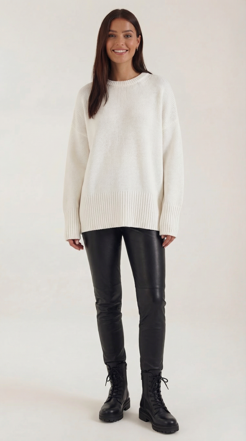 Jersey Oversize de Punto Connie de Alma Sotelo — Blanco