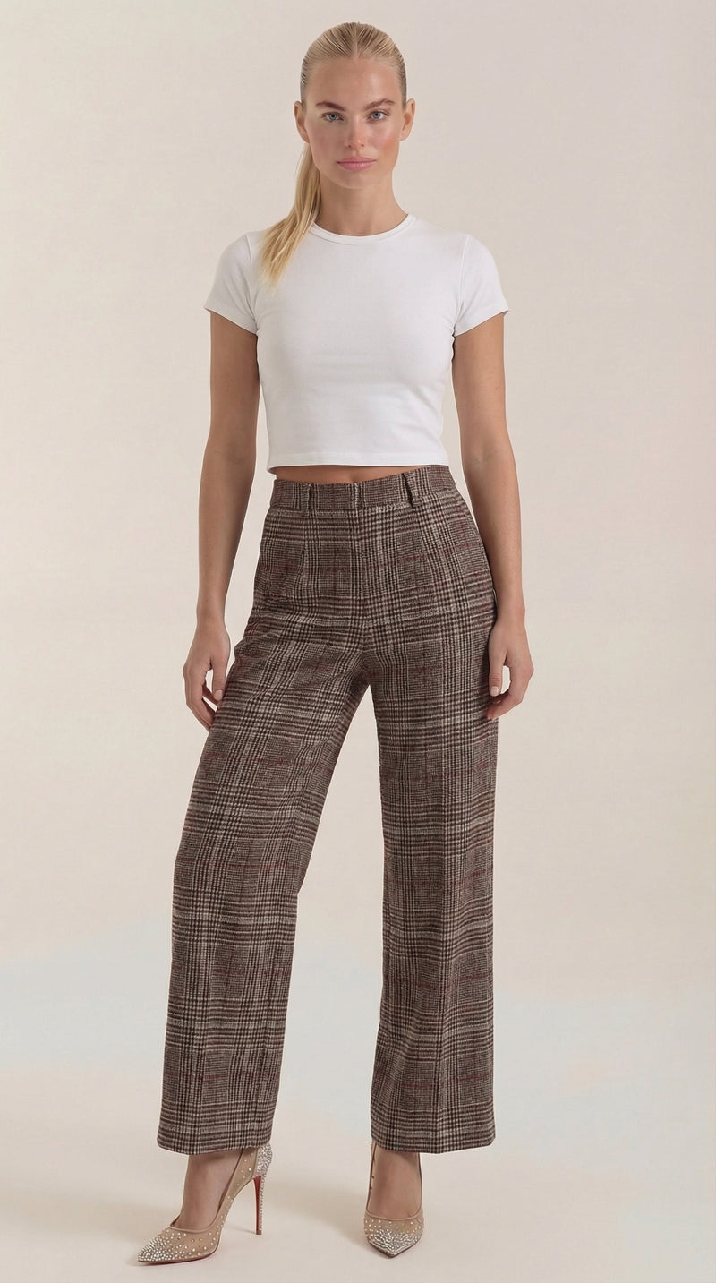 Pantalón de Cuadros Leigh de Alma Sotelo — Marrón