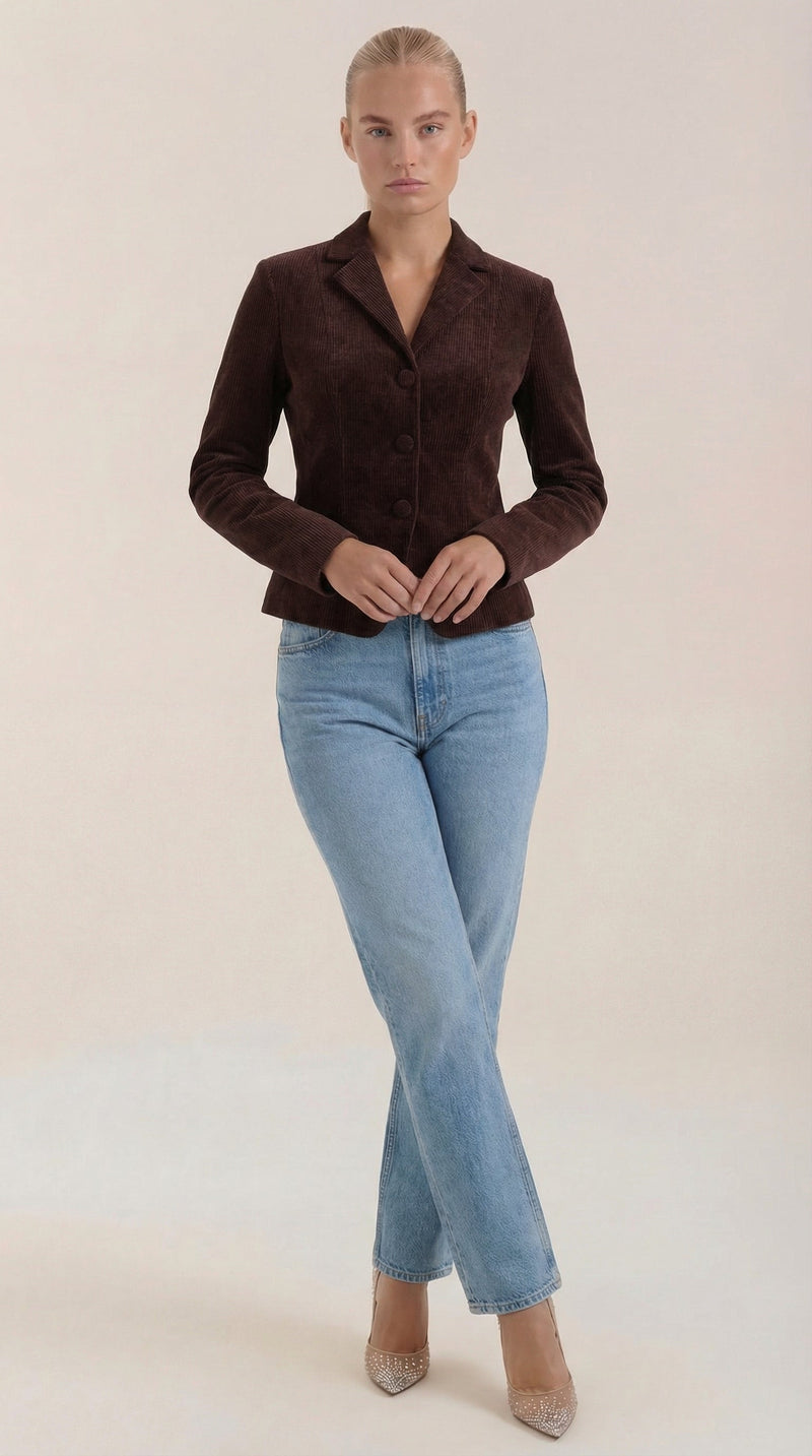 Chaqueta de Terciopelo Natasha de Alma Sotelo — Marrón