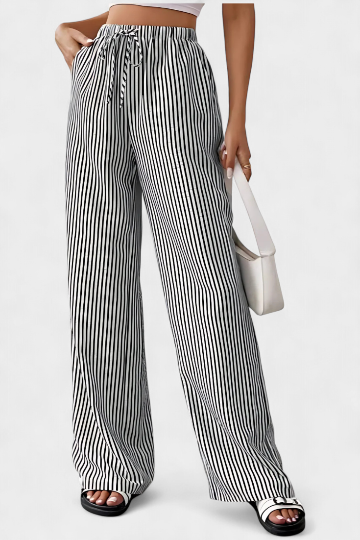 Pantalones Rectos Livianos Sabrina con Cintura Ajustable
