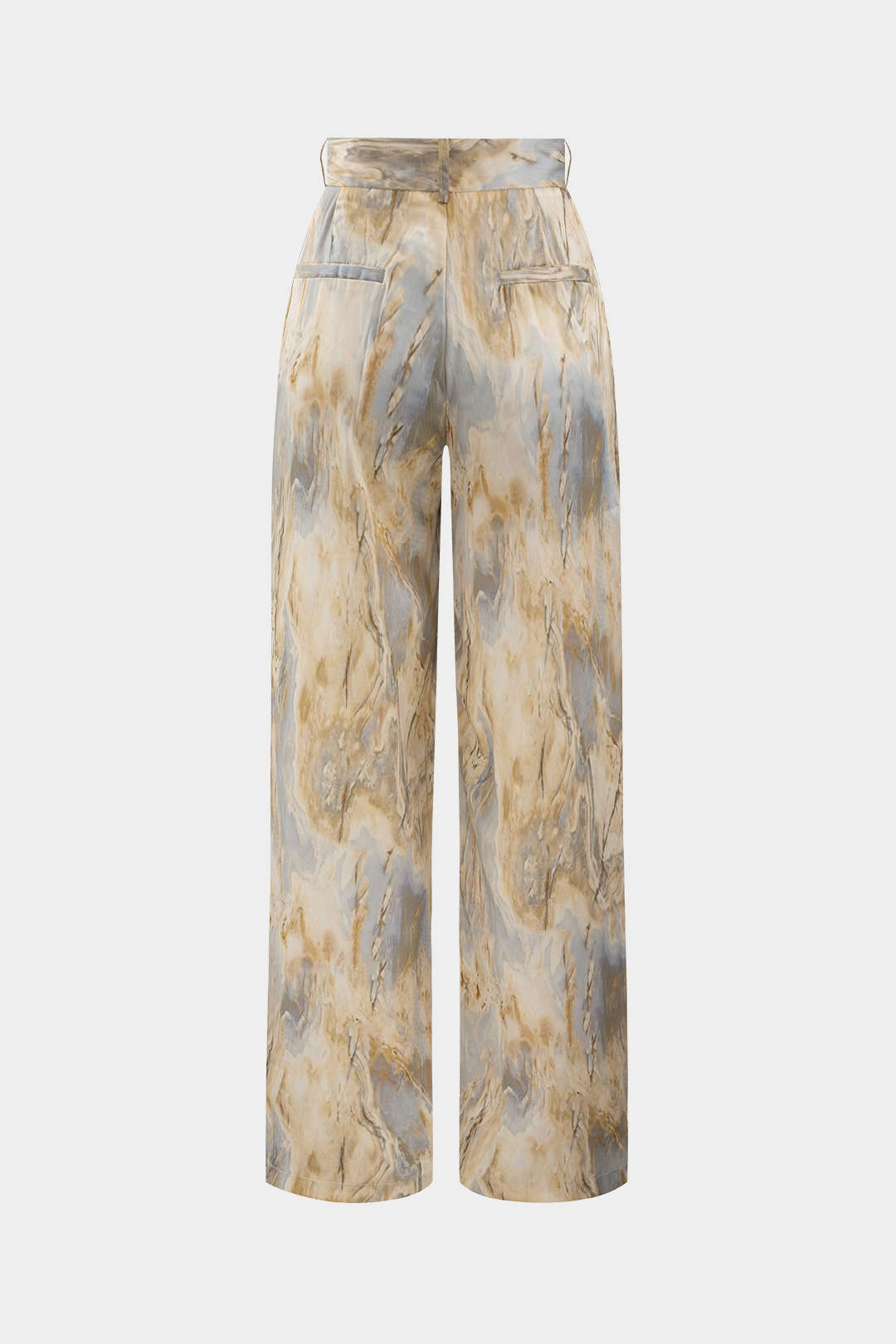Pantalones Rectos de Cintura Alta Inna con Estampado de Mármol