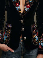 María | Blazer Bordado con Estampado Floral Multicolor