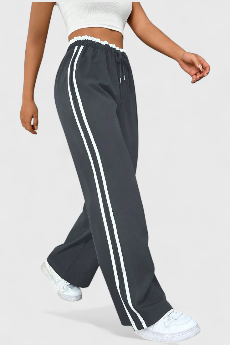 Pantalones Deportivos de Pierna Ancha Alanys con Detalle Lateral