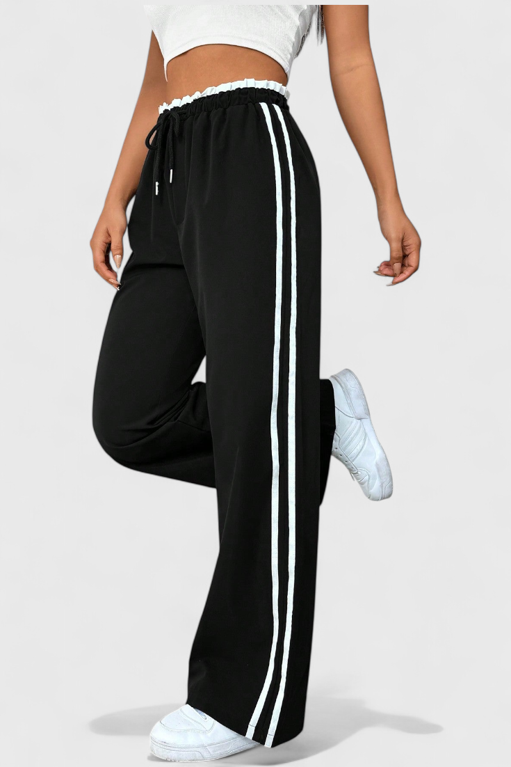 Pantalones Deportivos de Pierna Ancha Alanys con Detalle Lateral