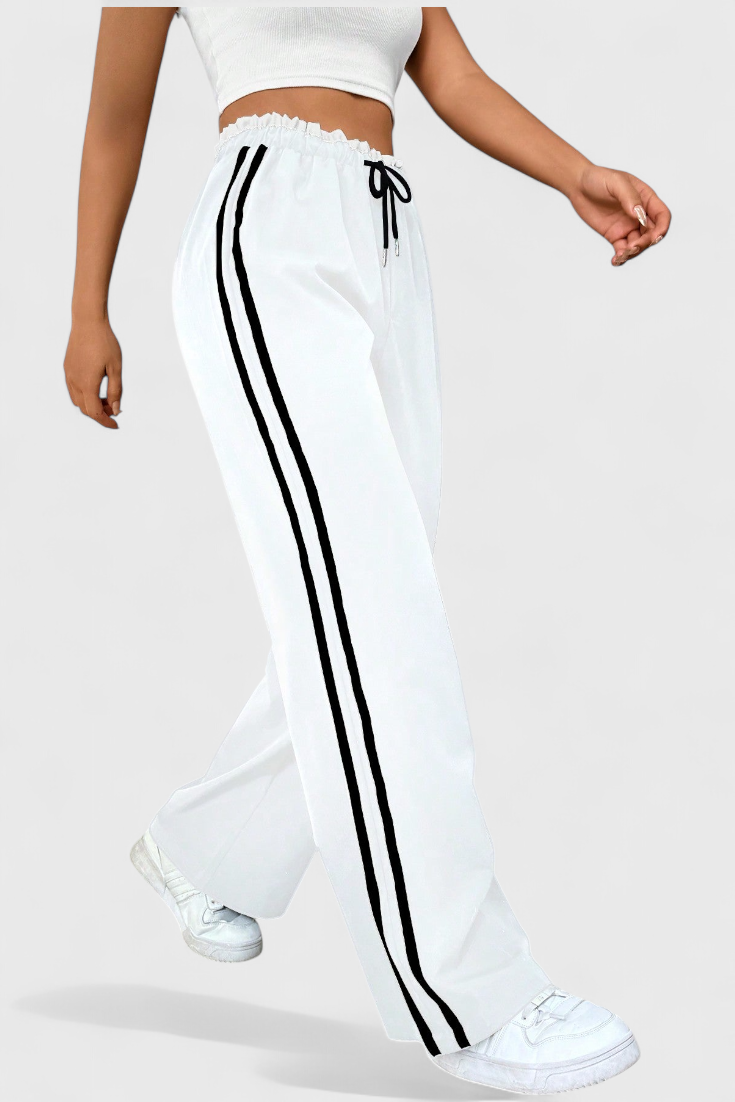 Pantalones Deportivos de Pierna Ancha Alanys con Detalle Lateral