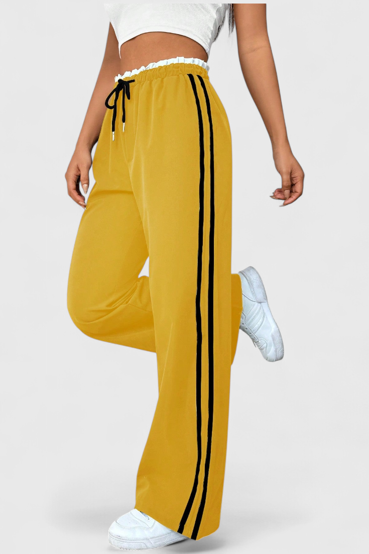 Pantalones Deportivos de Pierna Ancha Alanys con Detalle Lateral