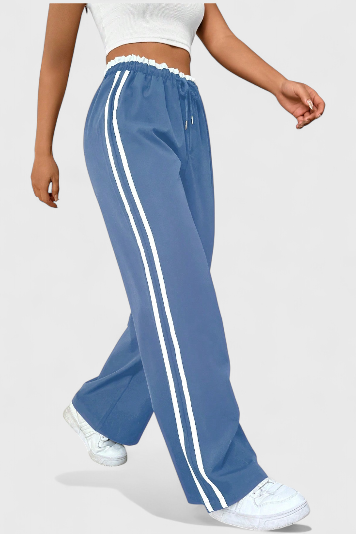 Pantalones Deportivos de Pierna Ancha Alanys con Detalle Lateral