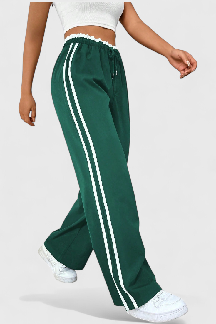 Pantalones Deportivos de Pierna Ancha Alanys con Detalle Lateral