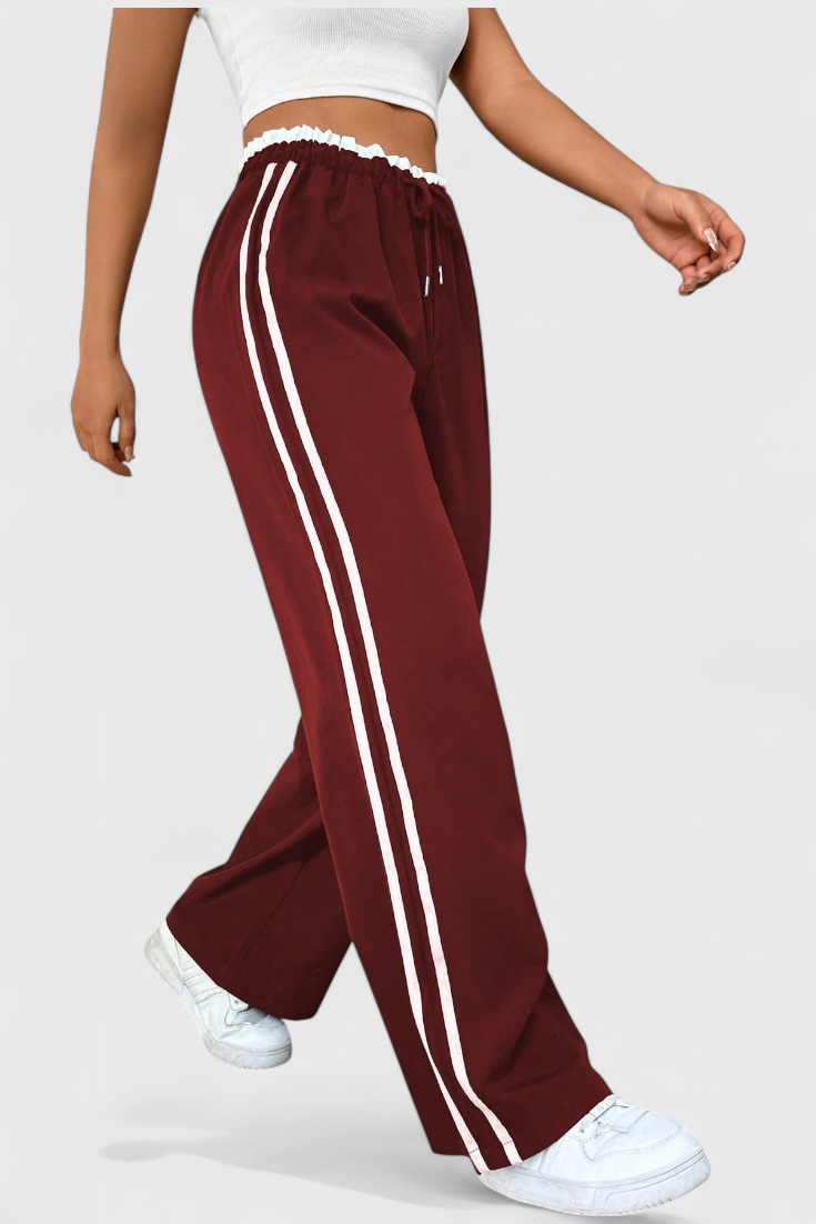 Pantalones Deportivos de Pierna Ancha Alanys con Detalle Lateral