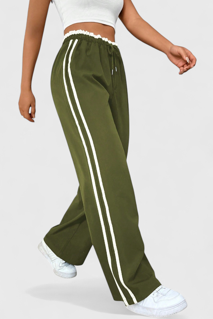 Pantalones Deportivos de Pierna Ancha Alanys con Detalle Lateral