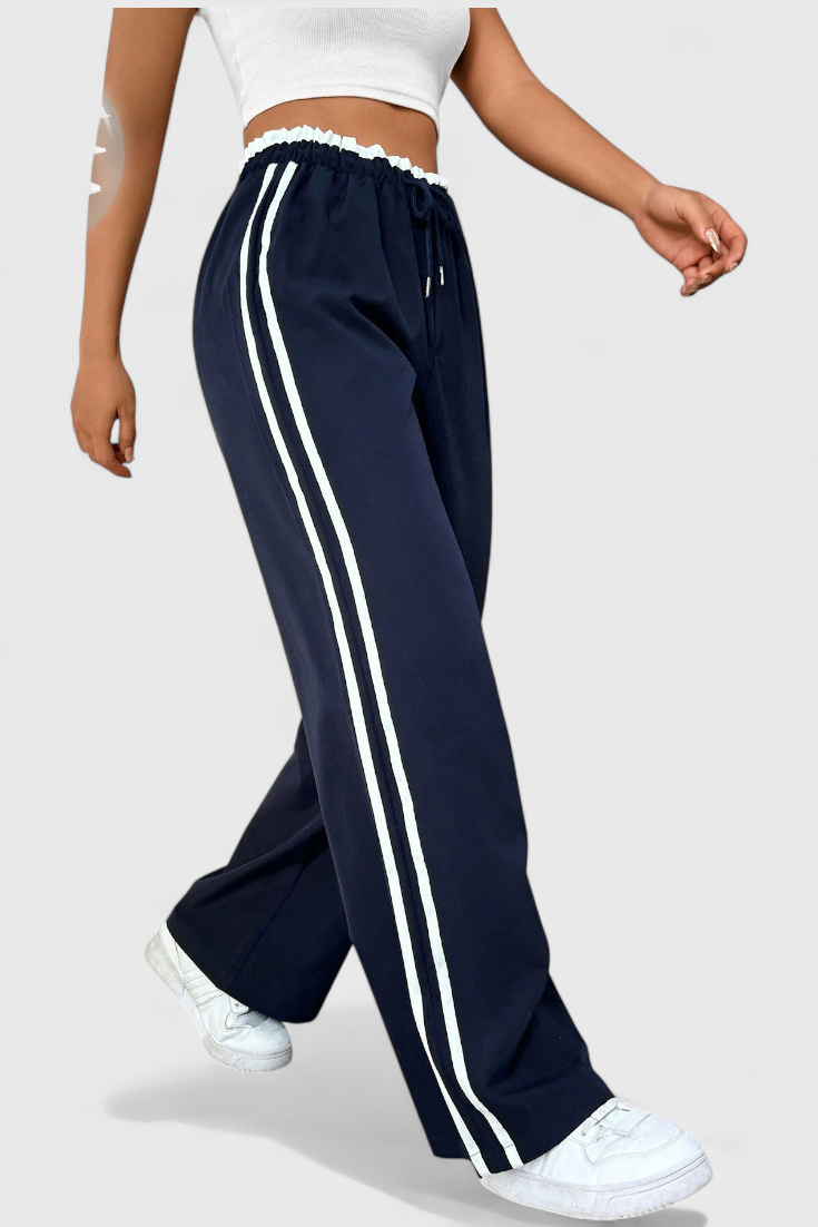 Pantalones Deportivos de Pierna Ancha Alanys con Detalle Lateral