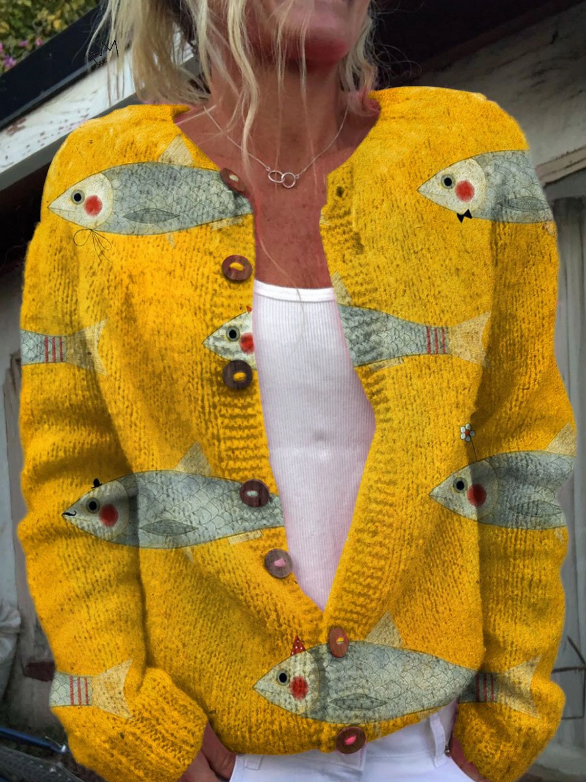 Anouk | Suéter Cardigan de Estampado Vintage