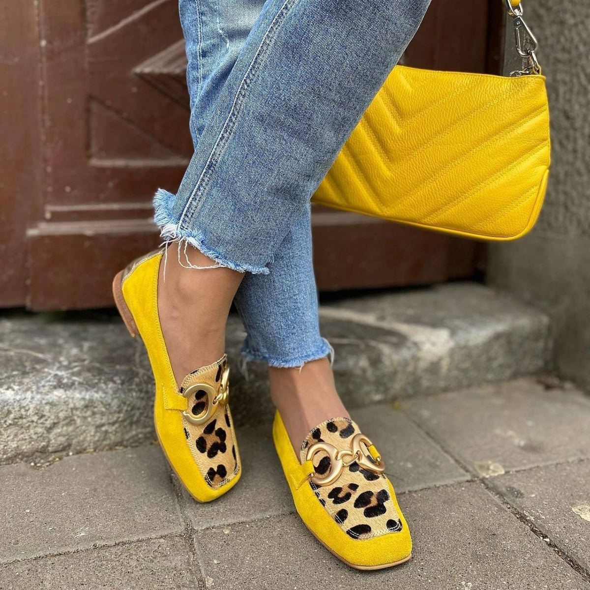 Zapatos Slip-On de Print Animal Sonia con Hebilla Decorativa