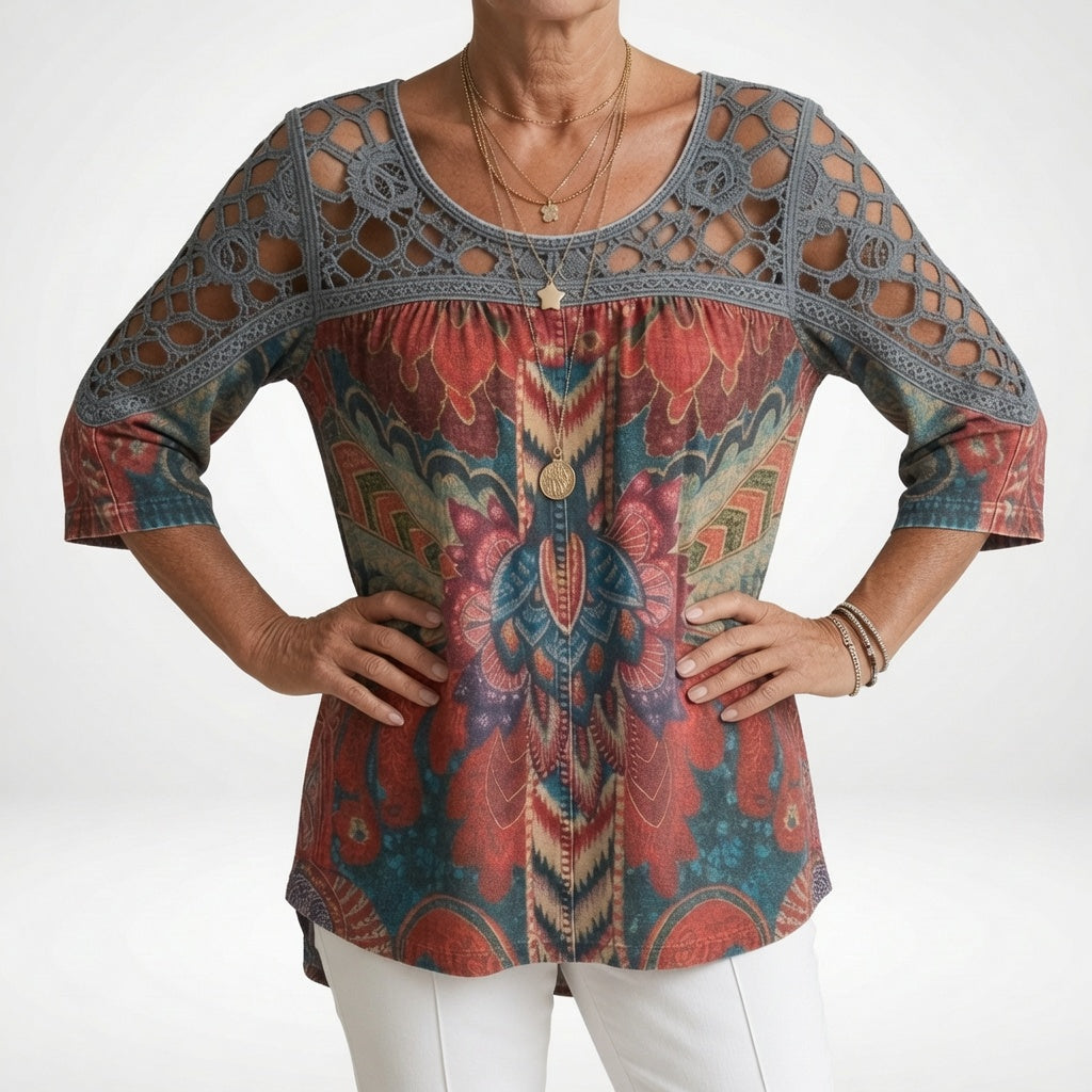 Sofía | Blusa estampada étnica bohemia