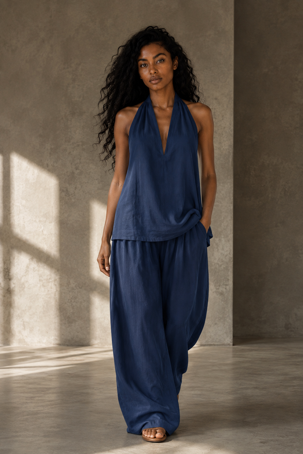 Conjunto halter en Azul Marino — frontal