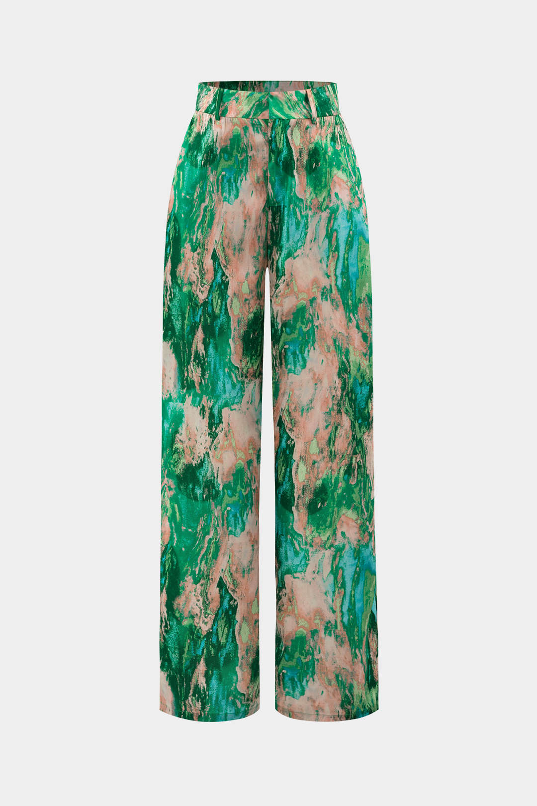Pantalones Rectos de Cintura Alta Inna con Estampado de Mármol