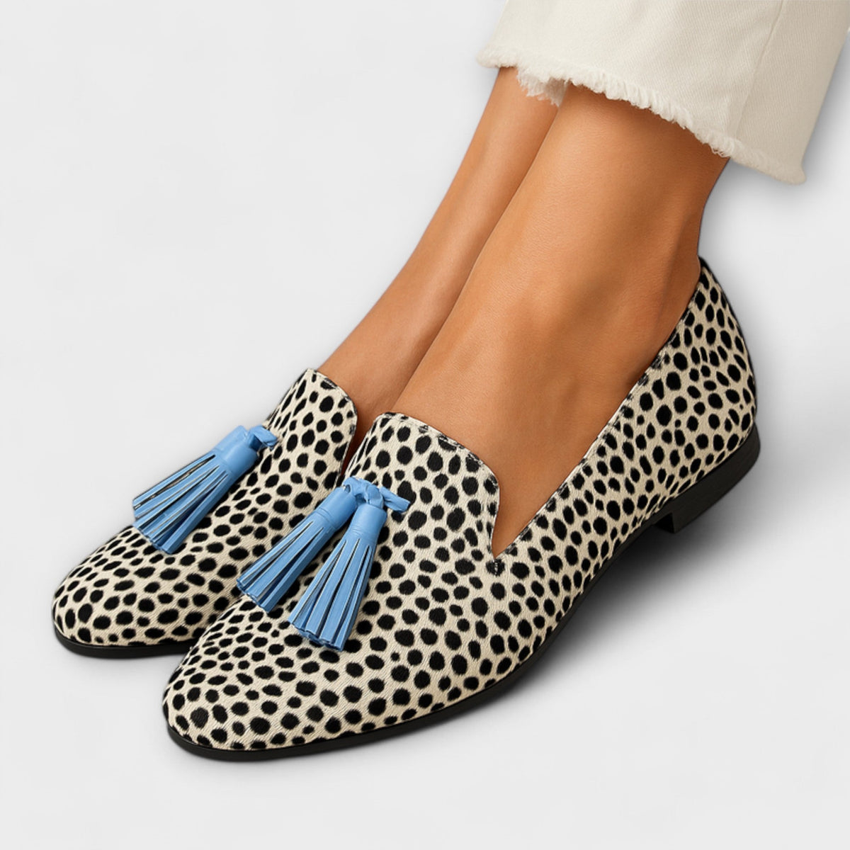 Zapatos Slip-On Mira con Borlas y Estampado de Lunares