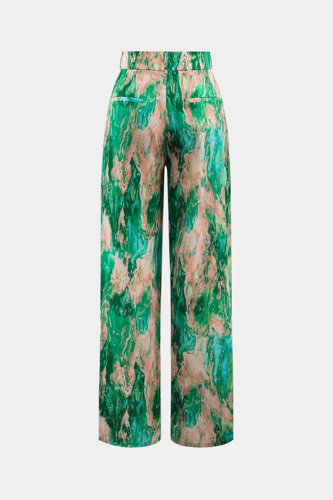 Pantalones Rectos de Cintura Alta Inna con Estampado de Mármol