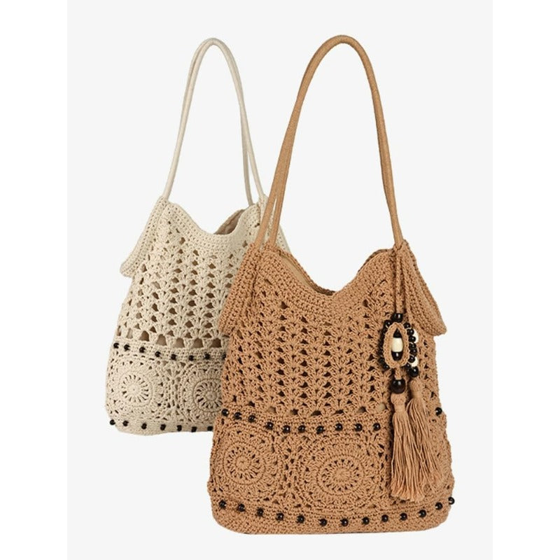 Cora | La Tote Tejido Boho con Detalle de Borlas