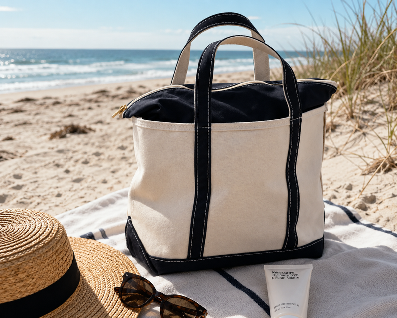 Bolsa de Playa de Lona | Tote con Cremallera para Mujeres