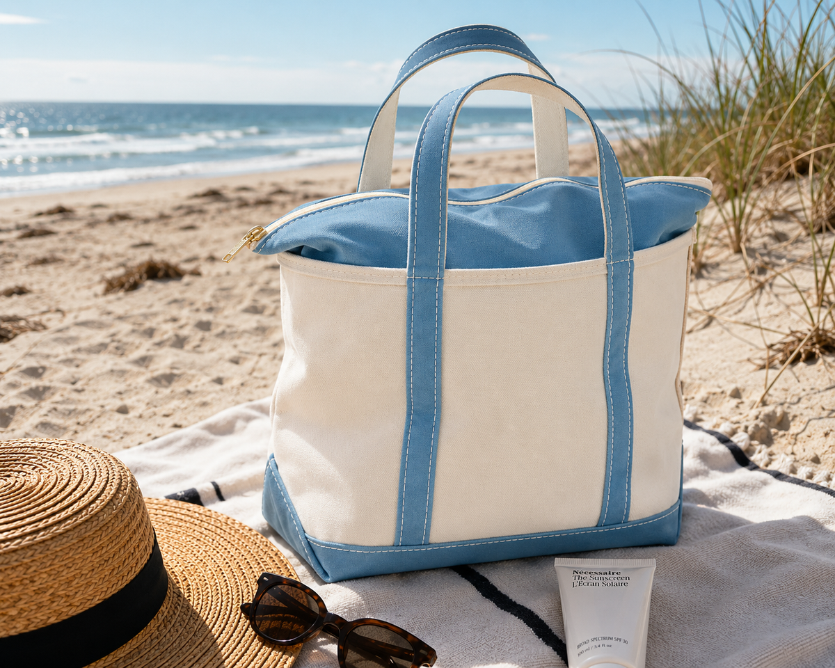 Bolsa de Playa de Lona | Tote con Cremallera para Mujeres