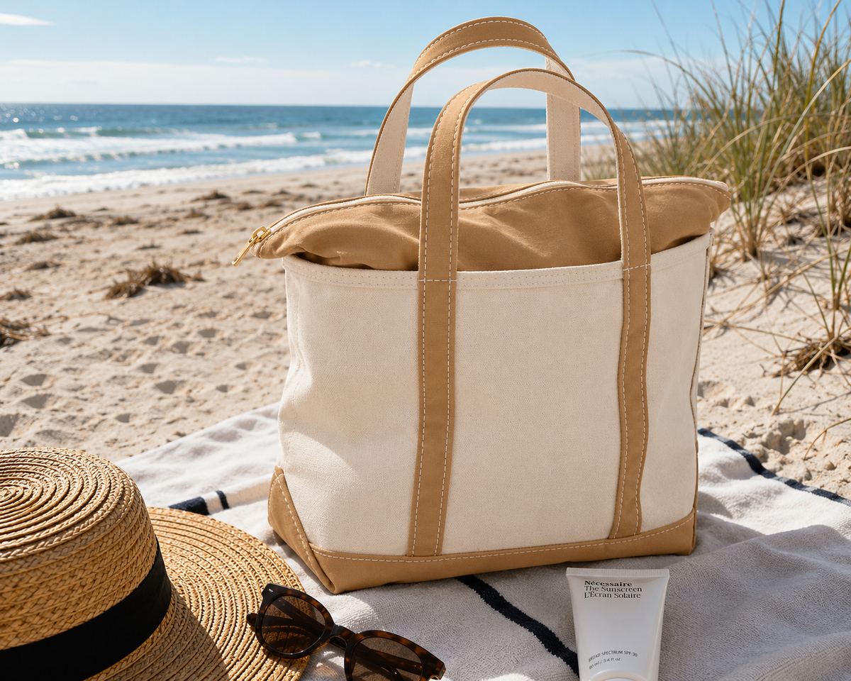 Bolsa de Playa de Lona | Tote con Cremallera para Mujeres