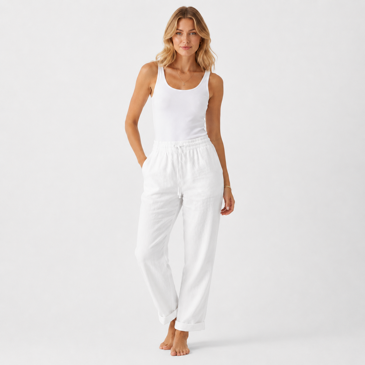 Pantalón Tiro Alto Mezcla Algodón de Alma Sotelo — foto 4 de 5