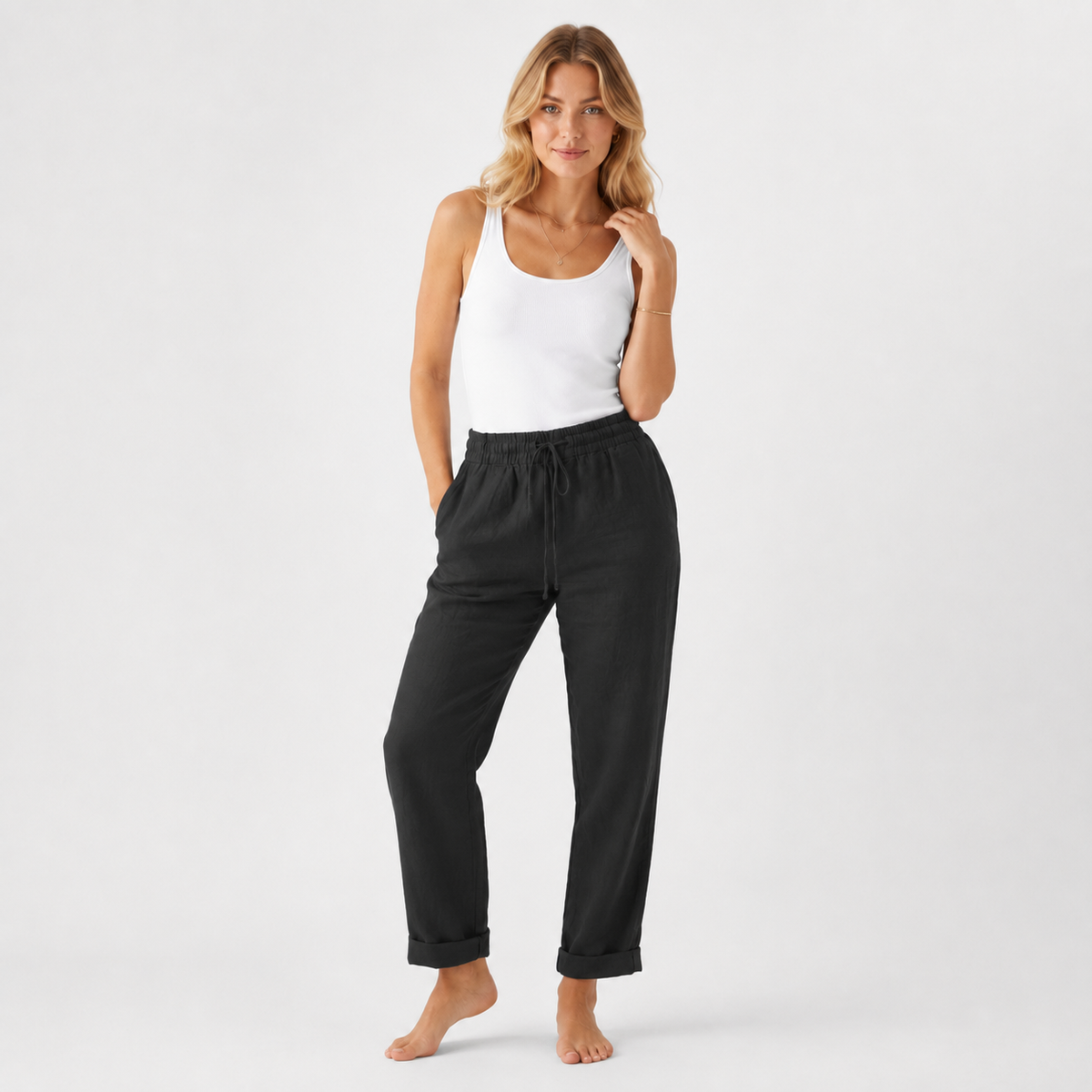 Pantalón Tiro Alto Mezcla Algodón de Alma Sotelo — foto 2 de 5