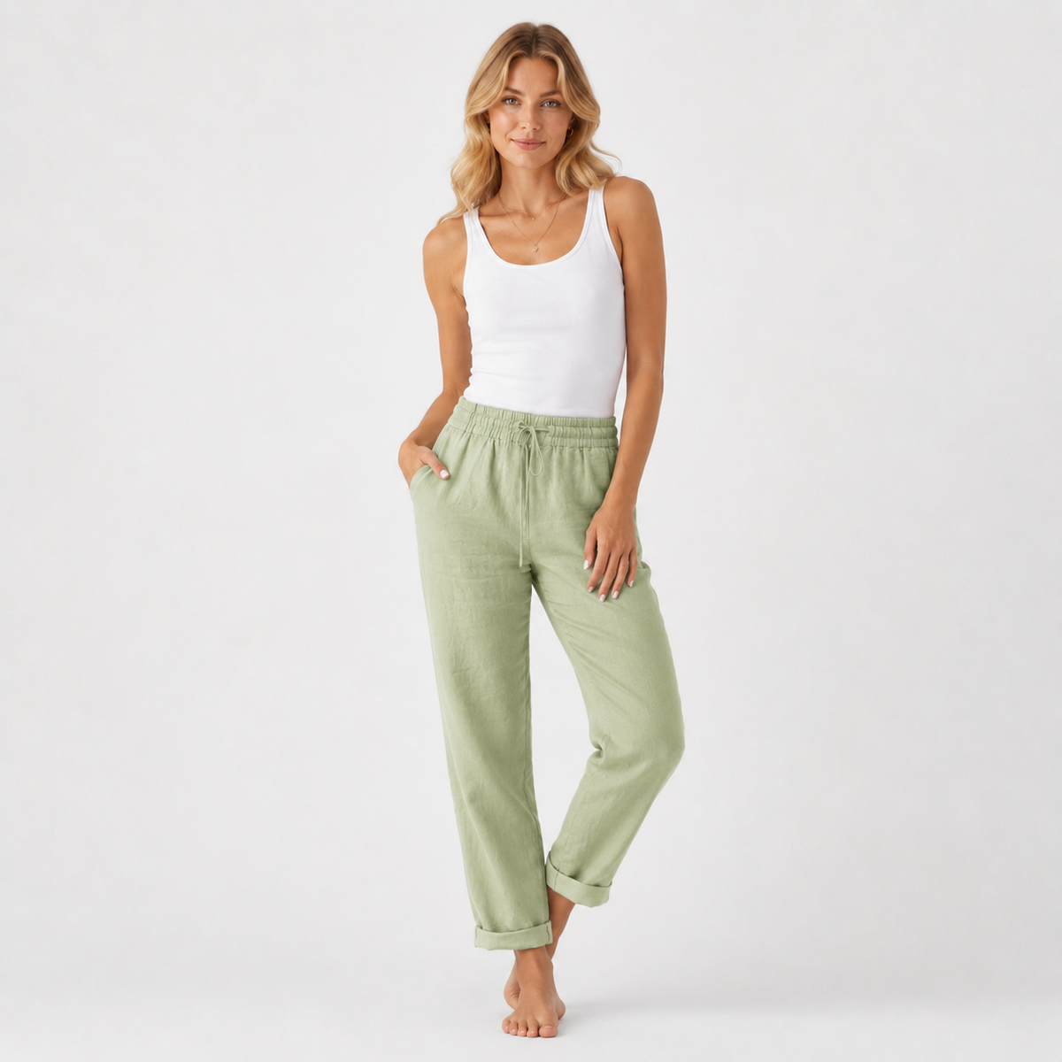 Pantalón Tiro Alto Mezcla Algodón de Alma Sotelo — foto 1 de 5