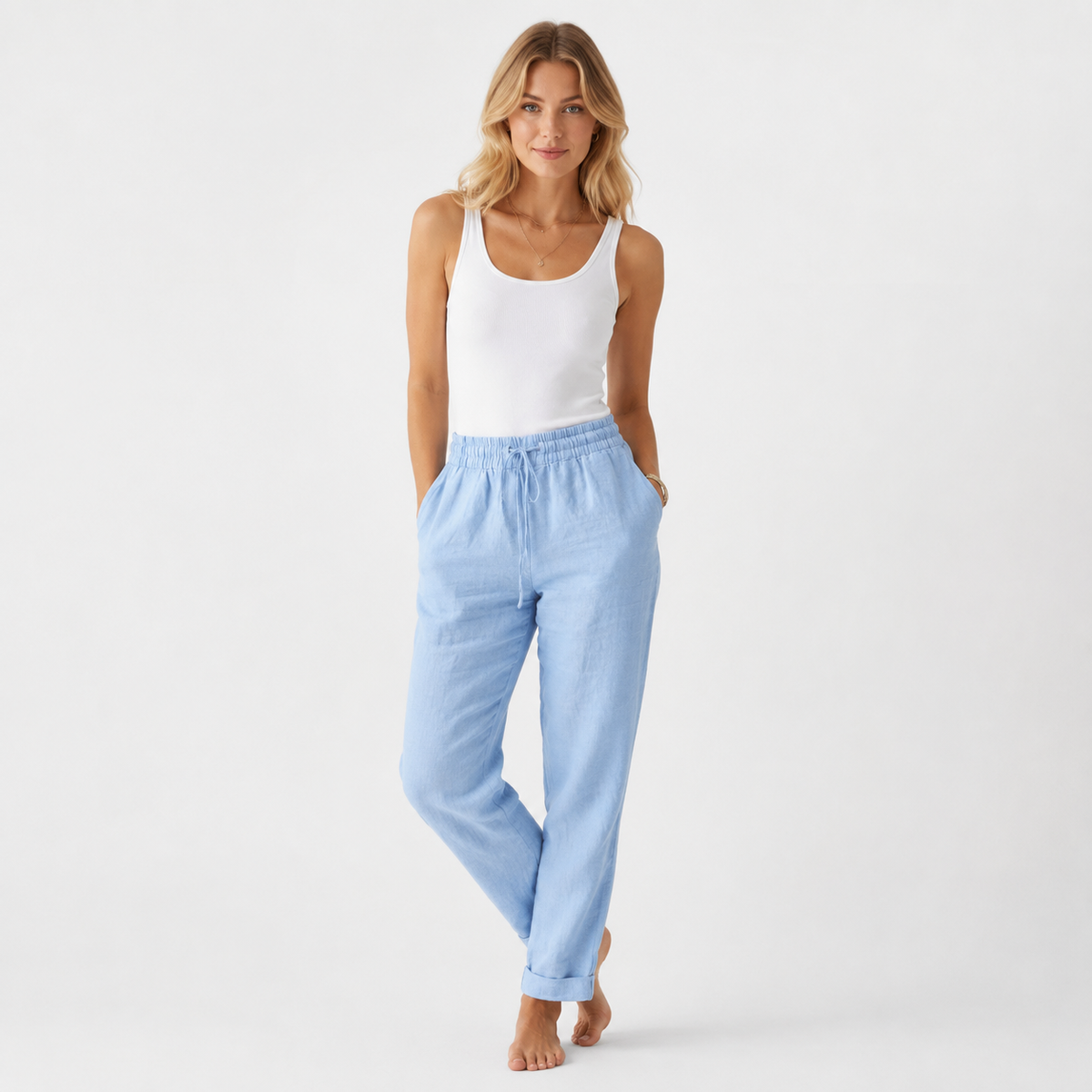Pantalón Tiro Alto Mezcla Algodón de Alma Sotelo — foto 3 de 5