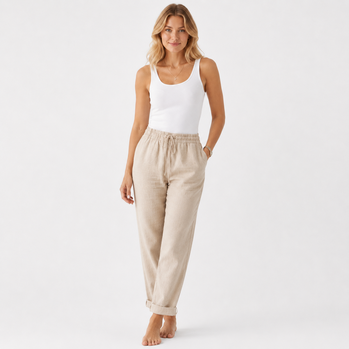 Pantalón Tiro Alto Mezcla Algodón de Alma Sotelo — foto 5 de 5