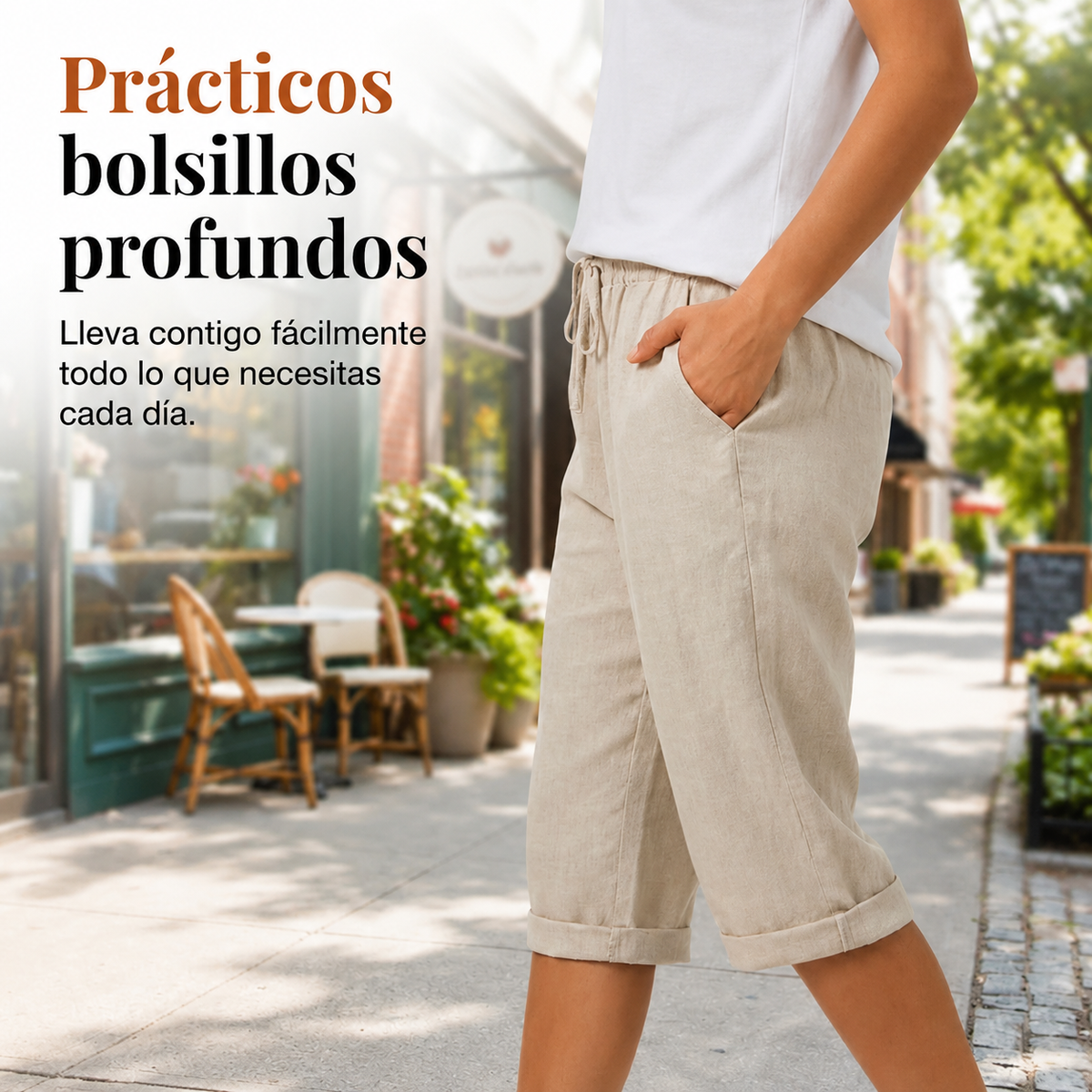 Lucía | Pantalones Cortos de Algodón y Lino