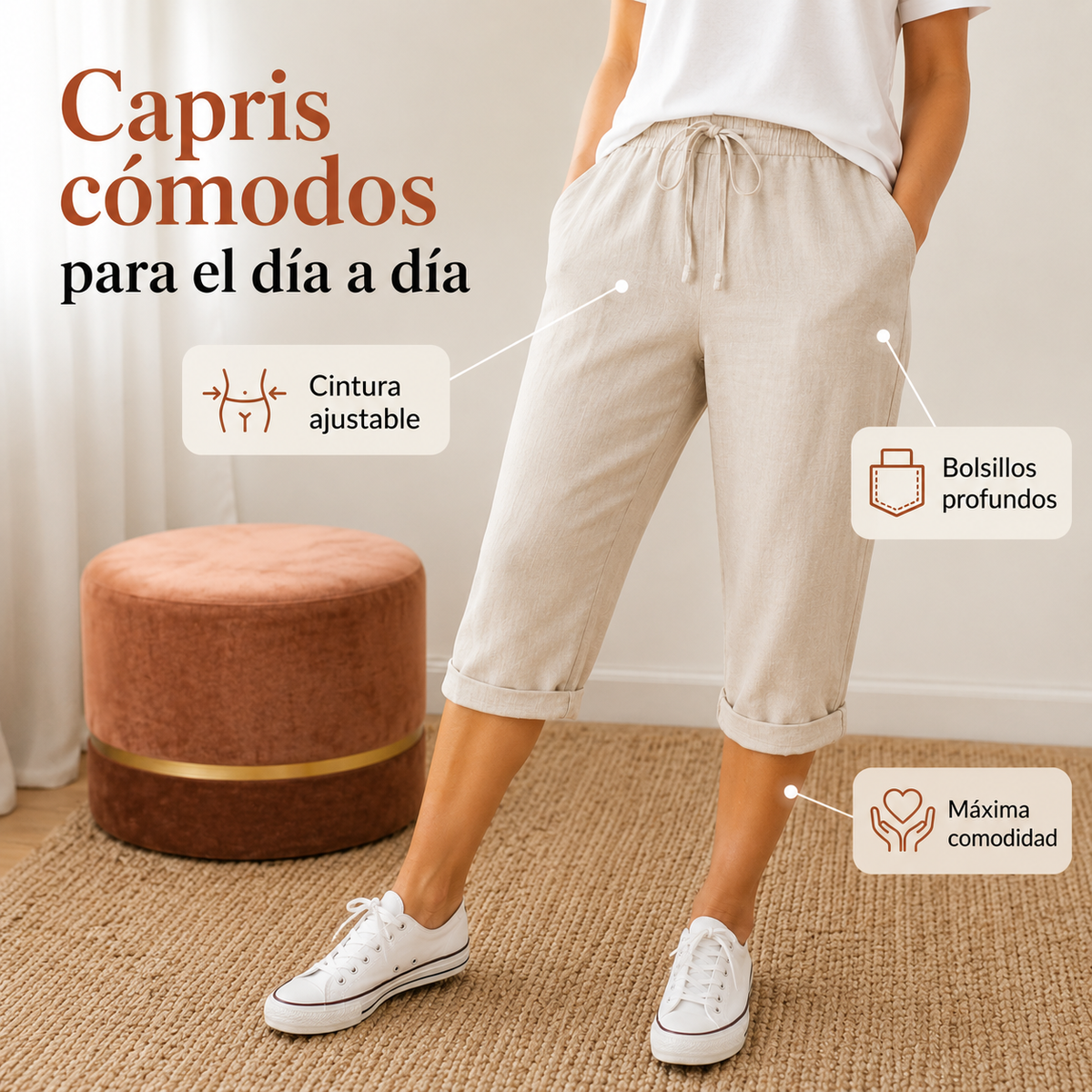 Lucía | Pantalones Cortos de Algodón y Lino