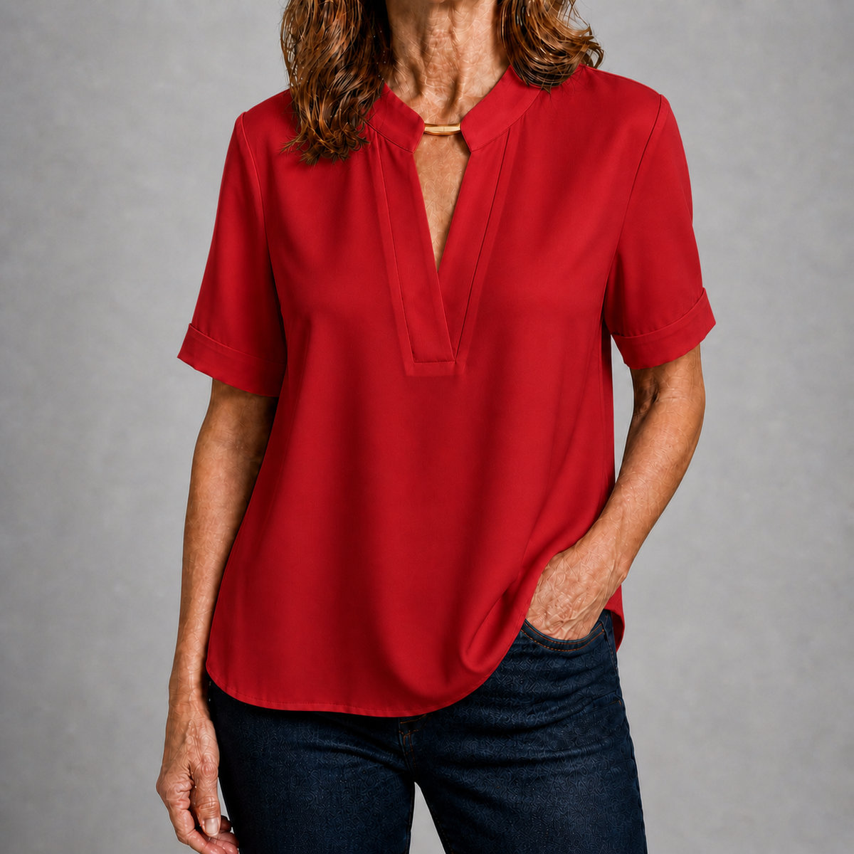 Elena | Blusa Chic con Cuello en V · Elegancia Diaria