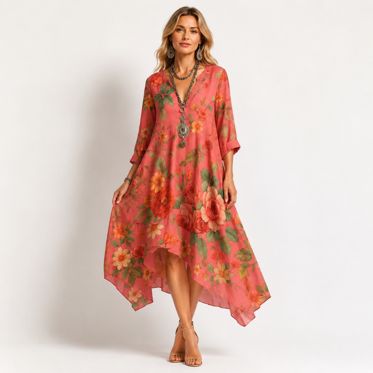 Vestido Midi Floral Manga Larga de Alma Sotelo — foto 6 de 6