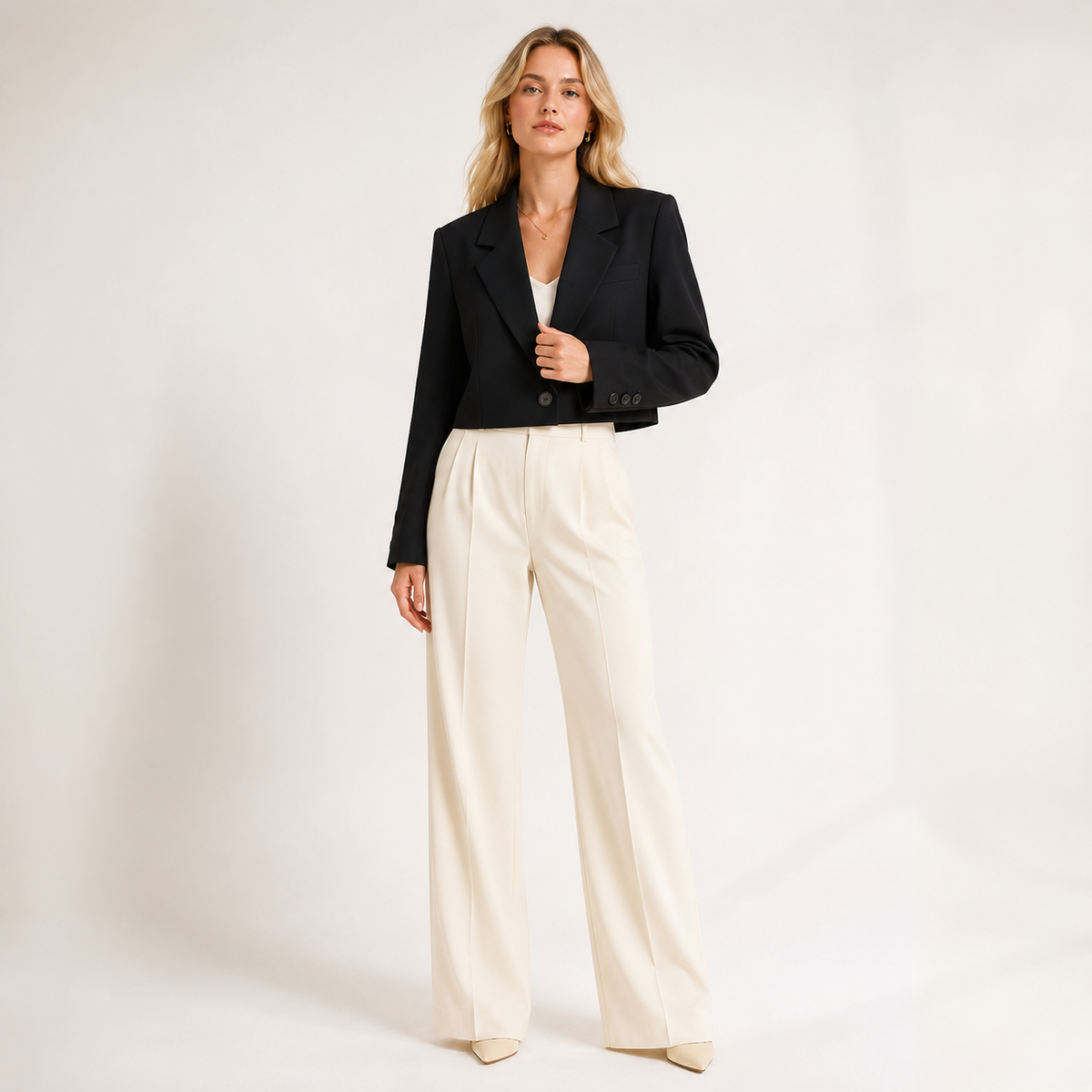 Blazer Cropped Cuello Muesca de Alma Sotelo — foto 3 de 3