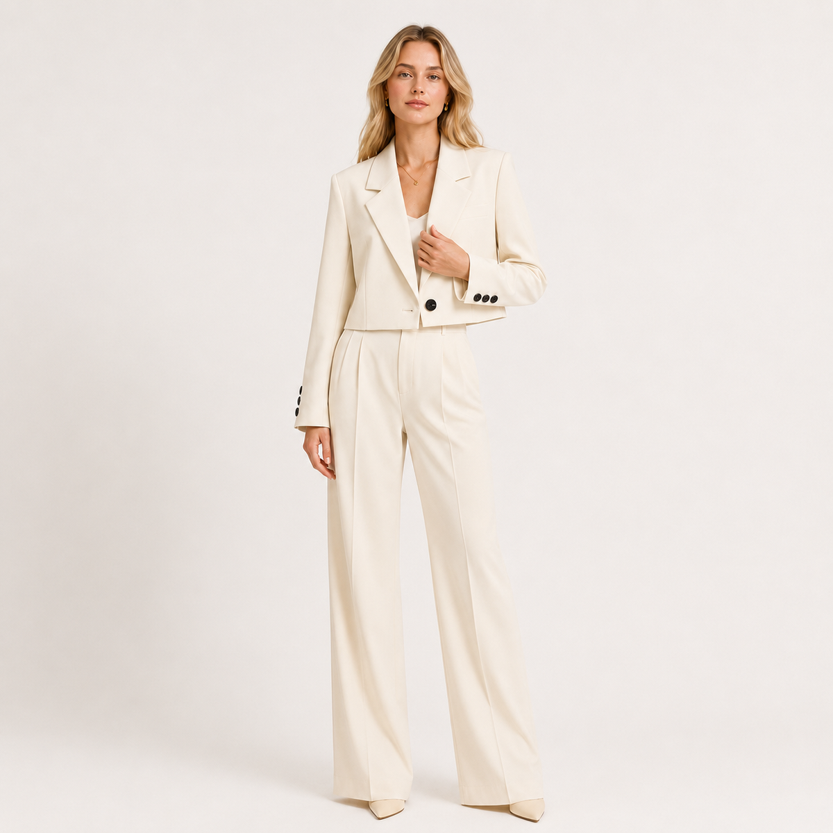 Blazer Cropped Cuello Muesca de Alma Sotelo — foto 2 de 3