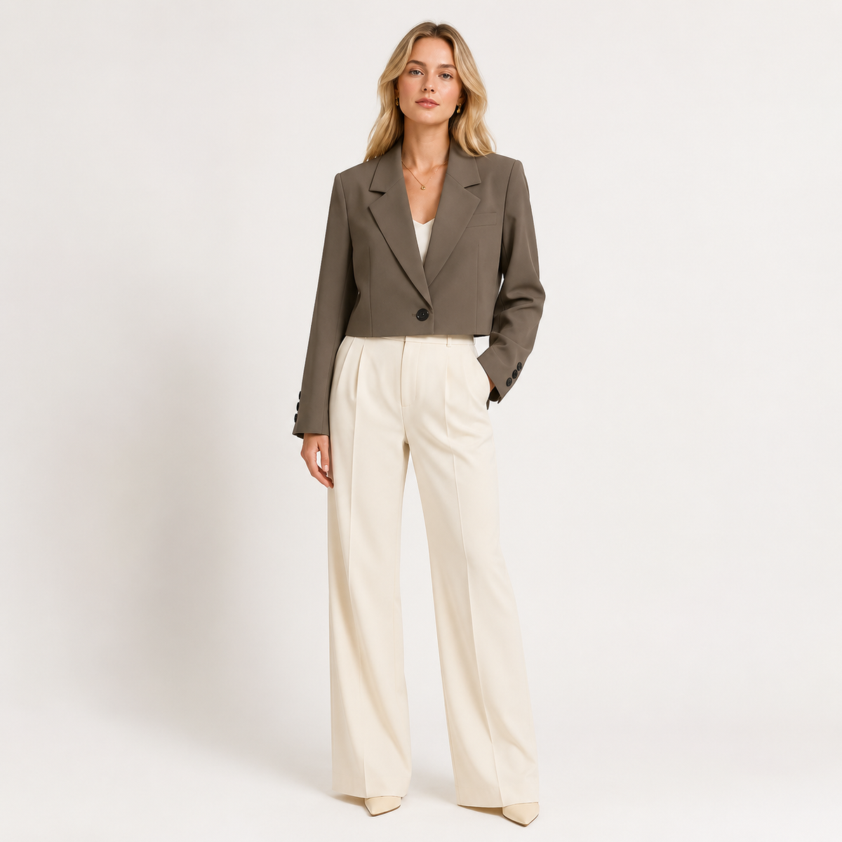 Blazer Cropped Cuello Muesca de Alma Sotelo — foto 1 de 3