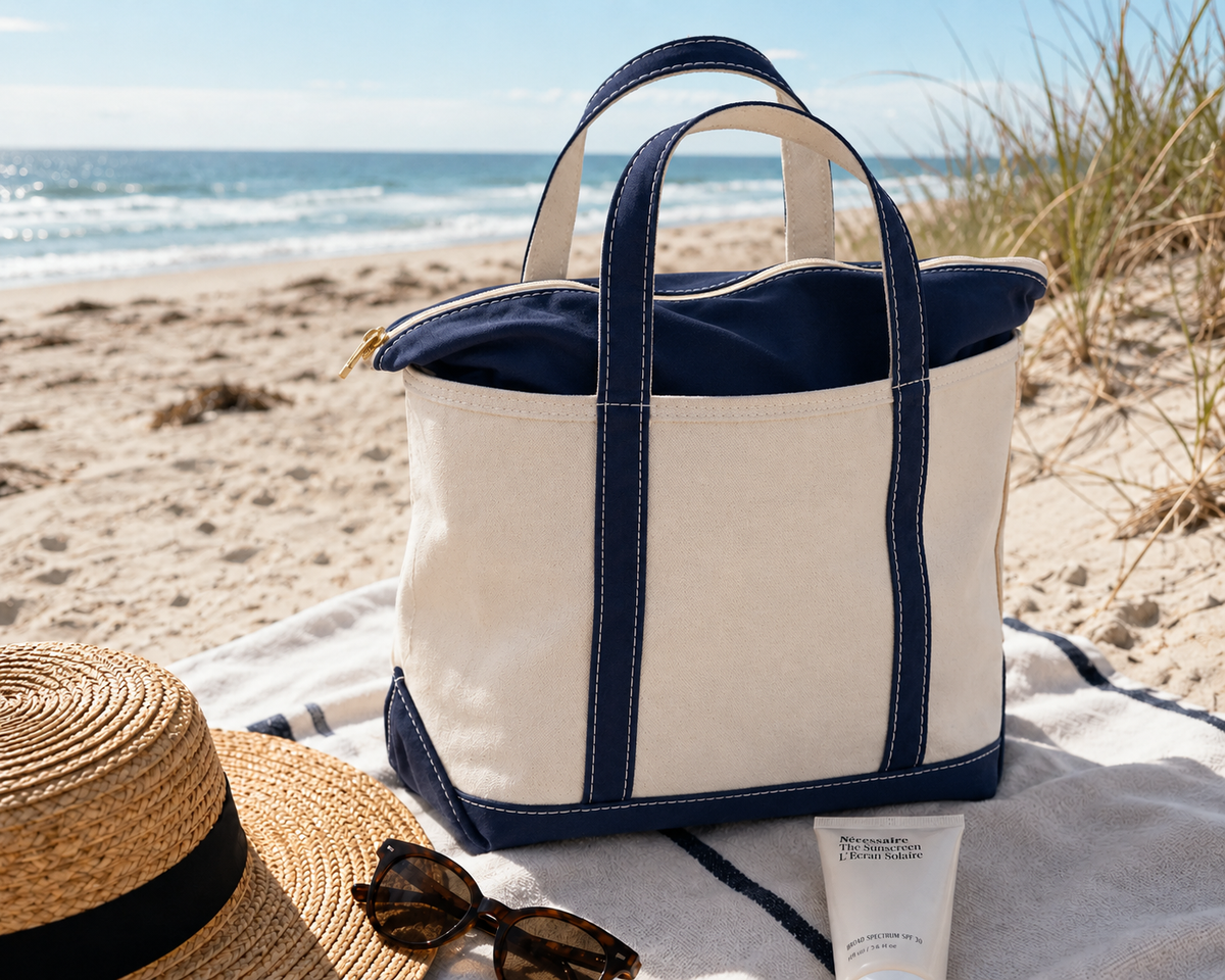 Bolsa de Playa de Lona | Tote con Cremallera para Mujeres