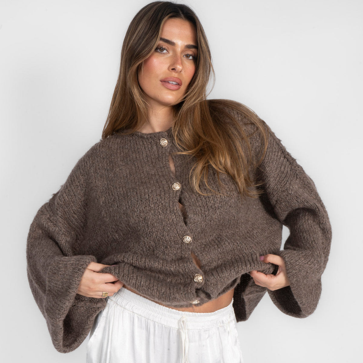 Cárdigan Oversize de Punto Suave de Alma Sotelo — Marrón