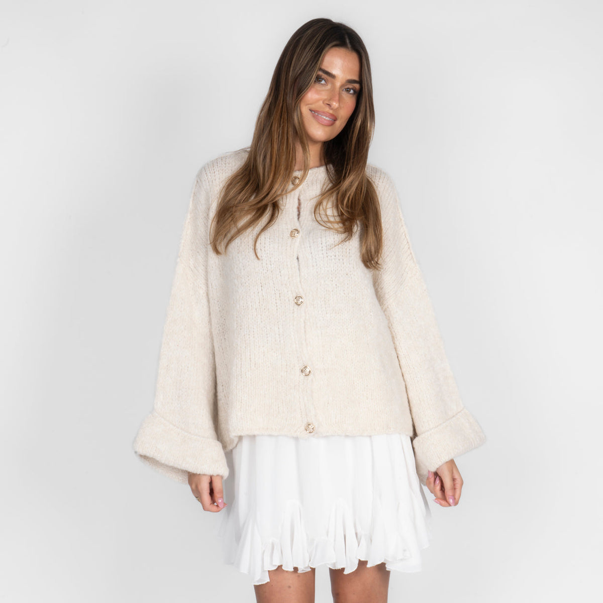 Cárdigan Oversize de Punto Suave de Alma Sotelo — Crudo