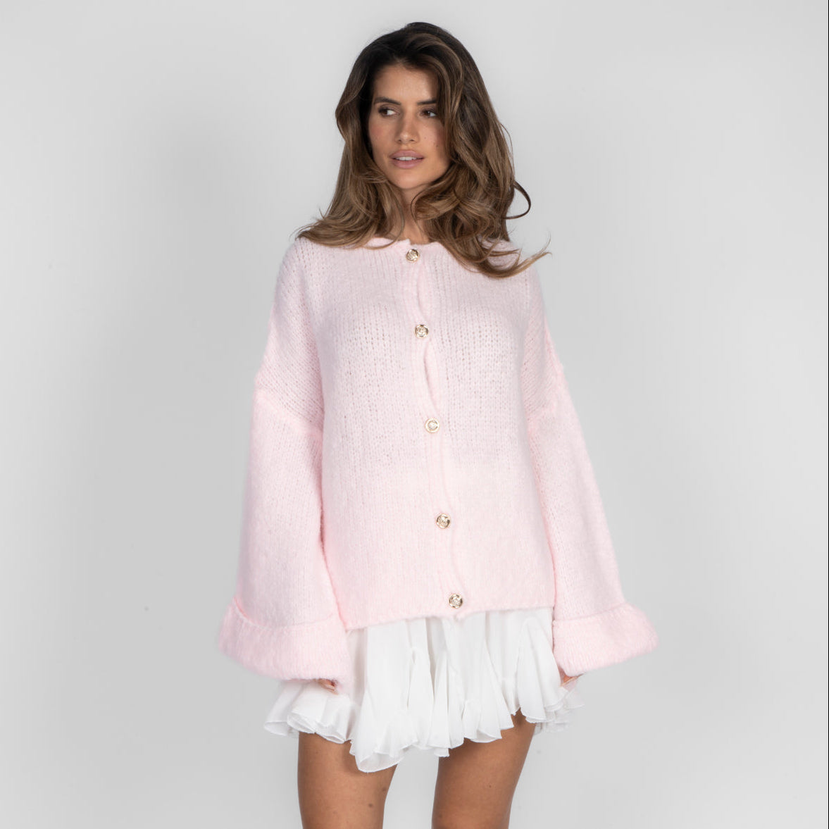 Cárdigan Oversize de Punto Suave de Alma Sotelo — Rosa
