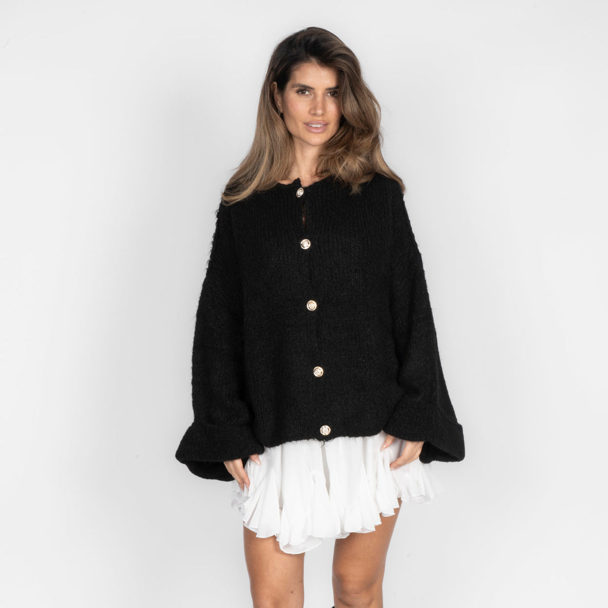 Cárdigan Oversize de Punto Suave de Alma Sotelo — Negro
